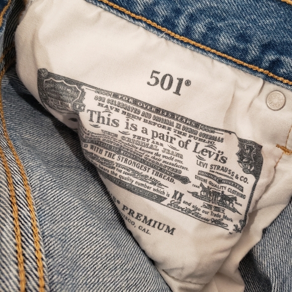 Levis 501 high rise midi jean denim shorts button fly premium - Picture 6 of 8